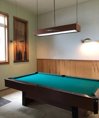 Pool Table with Balls and Cues
